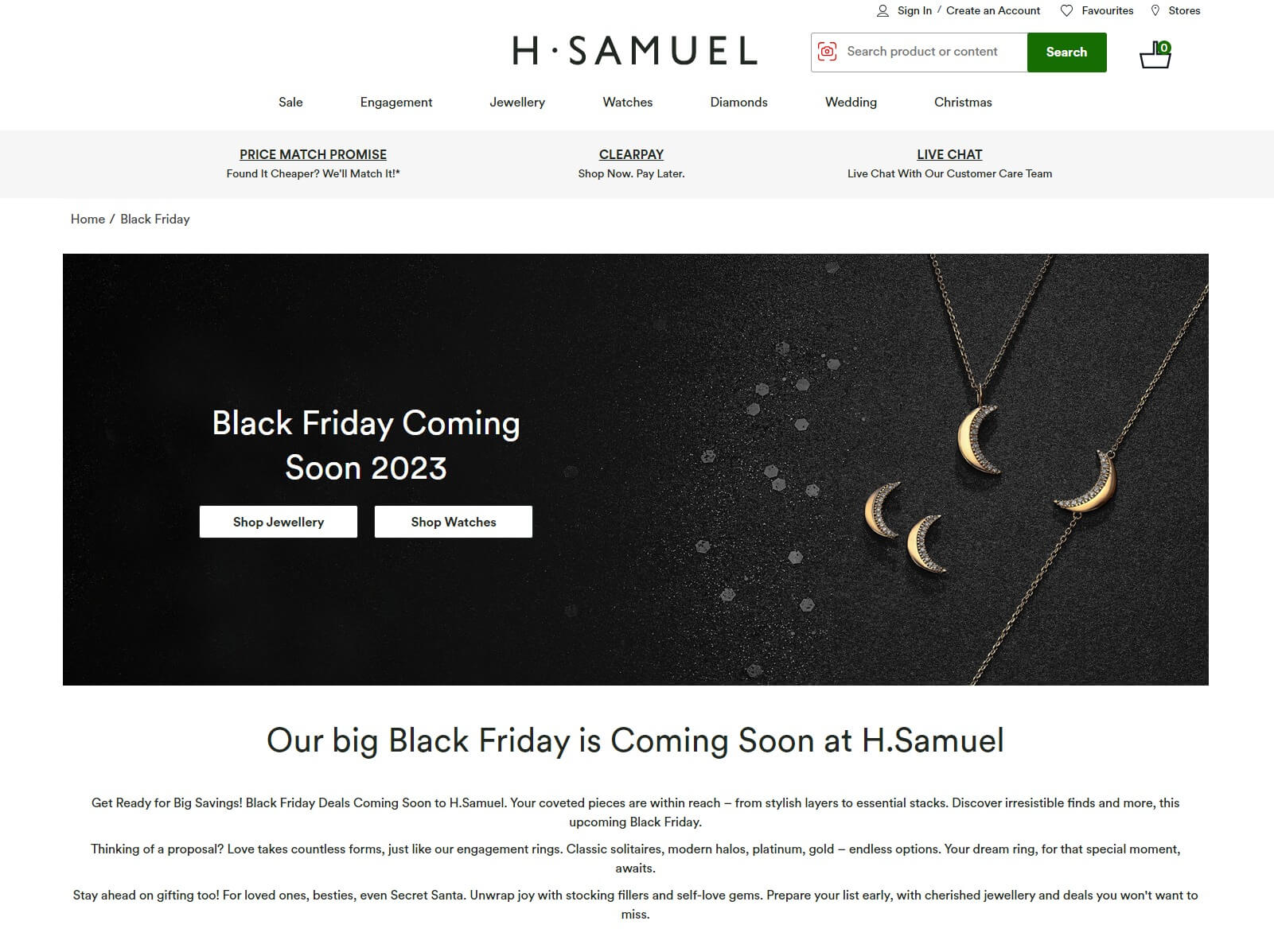 H Samuel Black Friday Page
